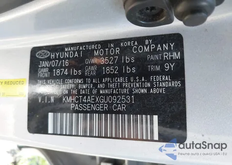 2016 Hyundai Accent Se из США, поврежденный, VIN KMHCT4AEXGU092531